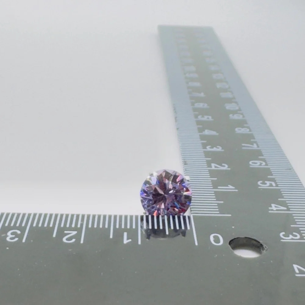 New Lavender Round CZ Silver Stud Earrings - Picture 6 of 6